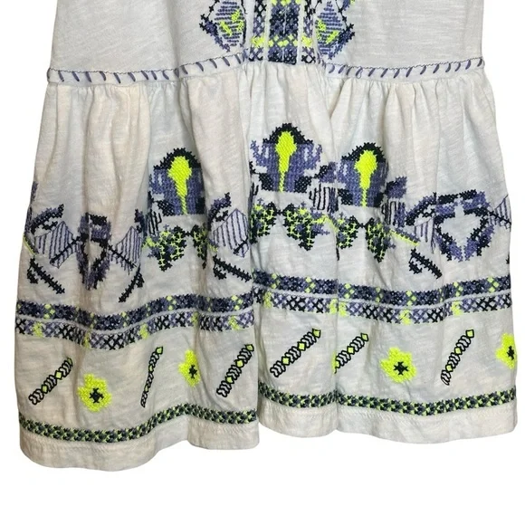 Anthropologie Maeve Neela Embroidered Tank Top XS White Blue Knit Pullover - Picture 3 of 10